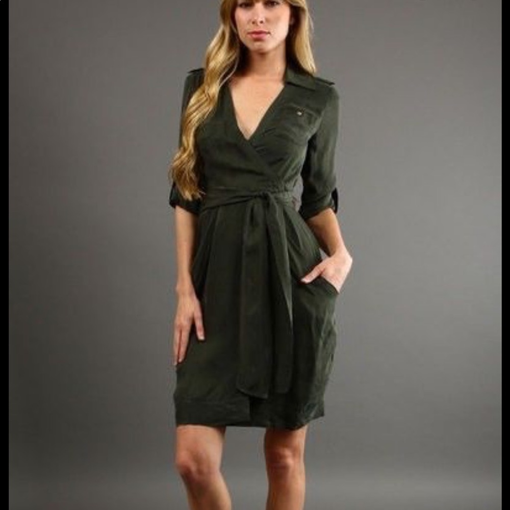 Diane Von Furstenberg Dark Green Wrap Dress